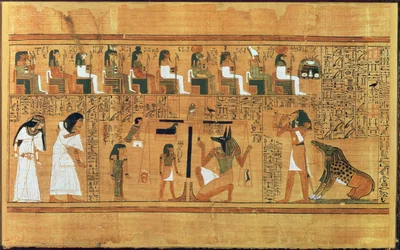 The Weighing of the Heart against the Feather of Truth, from the Book of the Dead of the Scribe Any