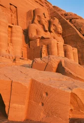View of the Facade of the Great Temple of Ramesses II at Dawn, Abu Simbel (UNESCO World Heritage List)