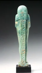 Rear view of an Ushabti figure for Nakht-Hor-em-heb-mes-em-khereden, Late Dynastic Period, c.600 BC