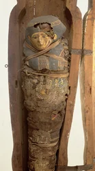 Sarcophagus and Mummified Body of Psametik I