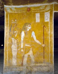 Wall paintings from Tomb of Pa Nentwy, Bahariya Oasis, Giza, Egypt. Egyptian Civilisation, 26th Dynasty, 663-525 BC
