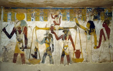 Wall paintings from burial chamber of Tomb of Pa Nentwy, Bahariya Oasis, Giza, Egypt