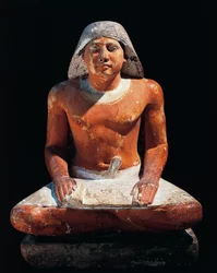 Statue of a Seated Scribe from the Necropolis of Saqqara, 5th Dynasty, Ancient Egypt