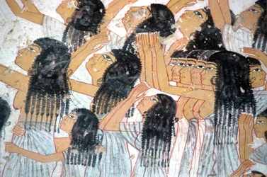 Ancient Egypt, Painting, Wailing women in funeral procession, Tomb of Ramose, Valley of the Nobles, Thebes
