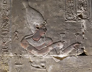 The Pharaoh wearing the Hedjet, Temple of Horus in Edfu