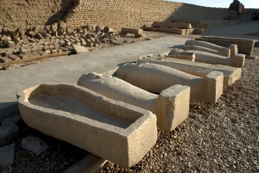 Sarcophagus Placed in One of the Courtyards of the Temple of Hathor, Dendera, Egypt