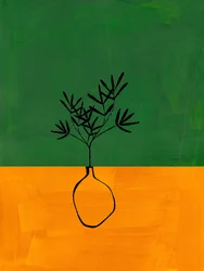 Abstract Green Orange Plant