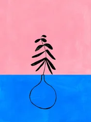 Minimal Pink Blue Plant