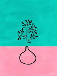 Pink Teal Botanical Vase