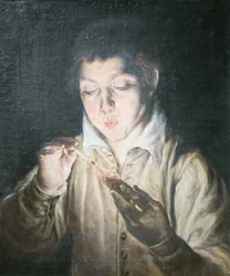 Boy Blowing an Ember