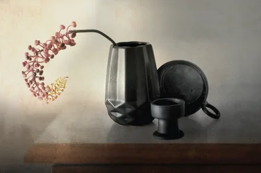 Pink Berries Ceramic Still Life