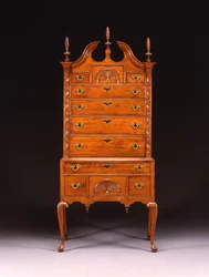 The Hawley-Clarke-Lyman family Queen Anne carved high chest of drawers, Hadley or Springfield area, Massachusetts, c.1750-70