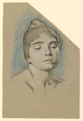 Portrait Sketch of a Young Woman with Closed Eyes, ca. 1885