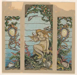 The Mermaid Window, Design for Stained Glass Window for the A.H. Barney Residence, New York, NY, 1882