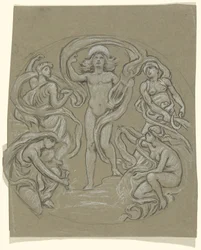 Study for Center Circle of Huntington Ceiling: Apollo and Attendants