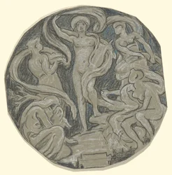 Study for Center Circle of Huntington Ceiling; Apollo and Attendants