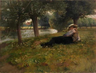 Man Reclining beside a Stream