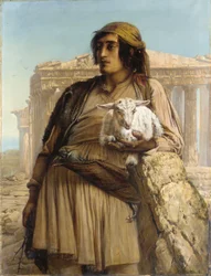 A Shepherd Boy Standing Before the Parthenon