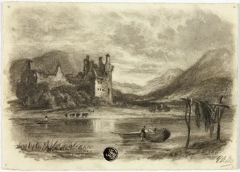 Fishermen Drying Nets Before Castle