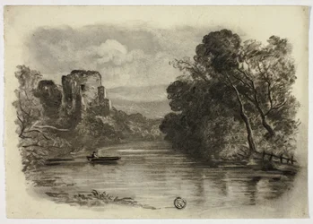 River with Castle Ruin and Boat II