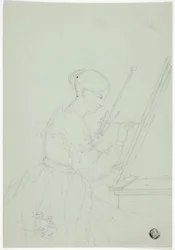 Young Woman Painting (possibly a Self Portrait)