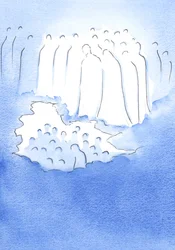 Christ and his saints in heaven look down with great tenderness upon his friends on earth who meditate on his Passion