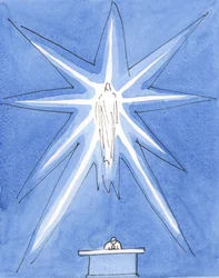 Christ our God is Really Present with us, in His glory, at the Consecration, aflame with holiness