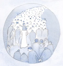 Christ was walking in the midst of His people, a child on His shoulders, with the pilgrims and sick ones