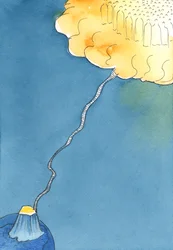 From the life of grace, a rope-ladder led upwards to where Christ and the Saints waited in Heaven to greet those who persevered