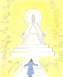 In faith we can see a blazing light, high up in church above the sanctuary