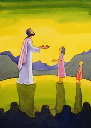 Jesus Christ performs the miracle of the loaves and the fish, 2004