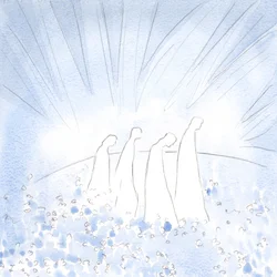 Purified souls now walk on a flower-carpet, in joy and simplicity, freed from all cynicism and hard-heartedness