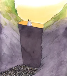 The wall of sin, which separates us from God, is scaled only by Christ, Who stands with His mother. He alone can help us to reach the Glory of Heaven