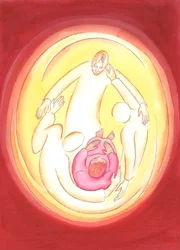 Through being wholly united in love with the Holy Trinity, through doing God