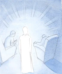 When two or three are gathered to pray in the name of Jesus, he is there between them