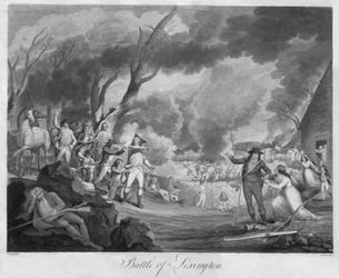 Battle of Lexington, engraved by Cornelius Tiebout (1768-1835)