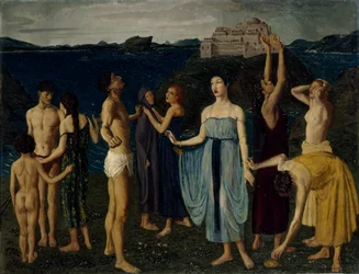 A Frieze of Figures Standing in a Landscape