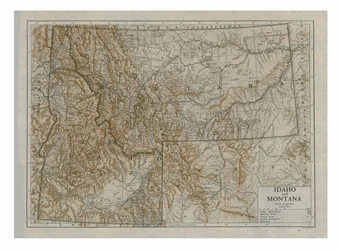 Map of Idaho and Montana, USA