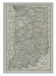 Map of Indiana, USA, c1900s
