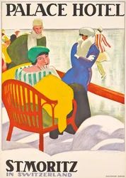 Poster advertising the Palace Hotel at St. Moritz