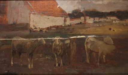 Village Landscape with Sheep