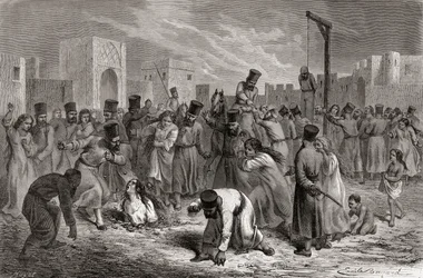 Adulterers Being Stoned and Hung in Turkey, illustration from 