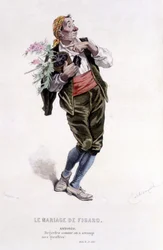 Complete Work by Beaumarchais by Edouard Fournier. Drawing by Emile Bayard. Ed. Laplace, Sanchez et Cie, Paris 1876. This is Antonio in 