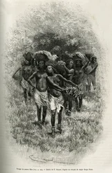 Troop of Young Girls Carrying Baskets Filled with Food for the Supply of S. Pinto and His Men