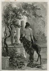 A Garden in Fes, Engraving by Emile Bayard, to Illustrate the Story of Morocco by Edmondo de Amicis, in 1875, Published in 