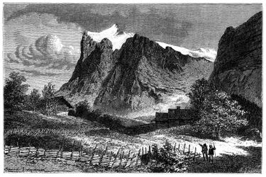 View of the Swiss Alps. Illustration for the book Les Montagnes d
