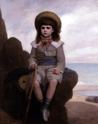 Boy on a Rock with a Shrimping Net