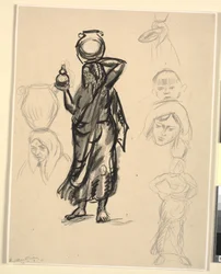 Studies of a Woman Carrying Water. Portugal