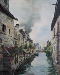 The Beaulieu Canal, view of the bridge on the road from Loches to Beaulieu, 1891