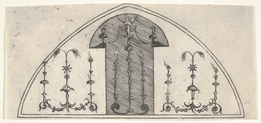 Lancet-Shaped Panel of Grotesque Decoration